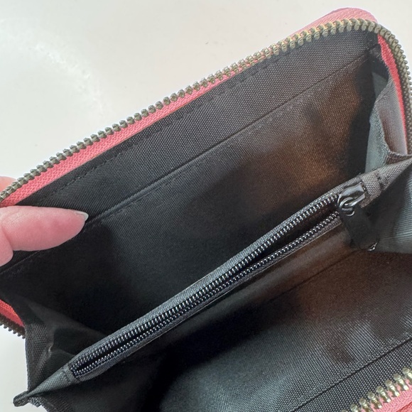 NWT IMO Vegan Pink Metallic Chevron Zip Around Wallet Quilted Wristlet - Picture 6 of 11